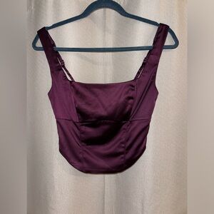 Small dark red/purple Abercrombie cropped satin tank